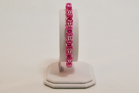 Trizantine Bracelet in Pinks and Silver Enameled Copper